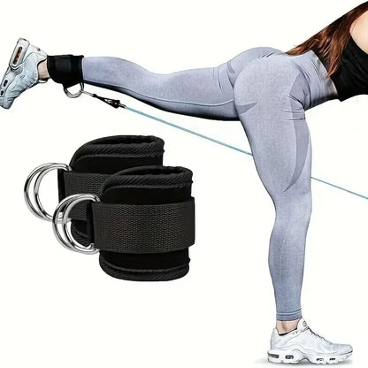 Adjustable ankle straps for cable workouts